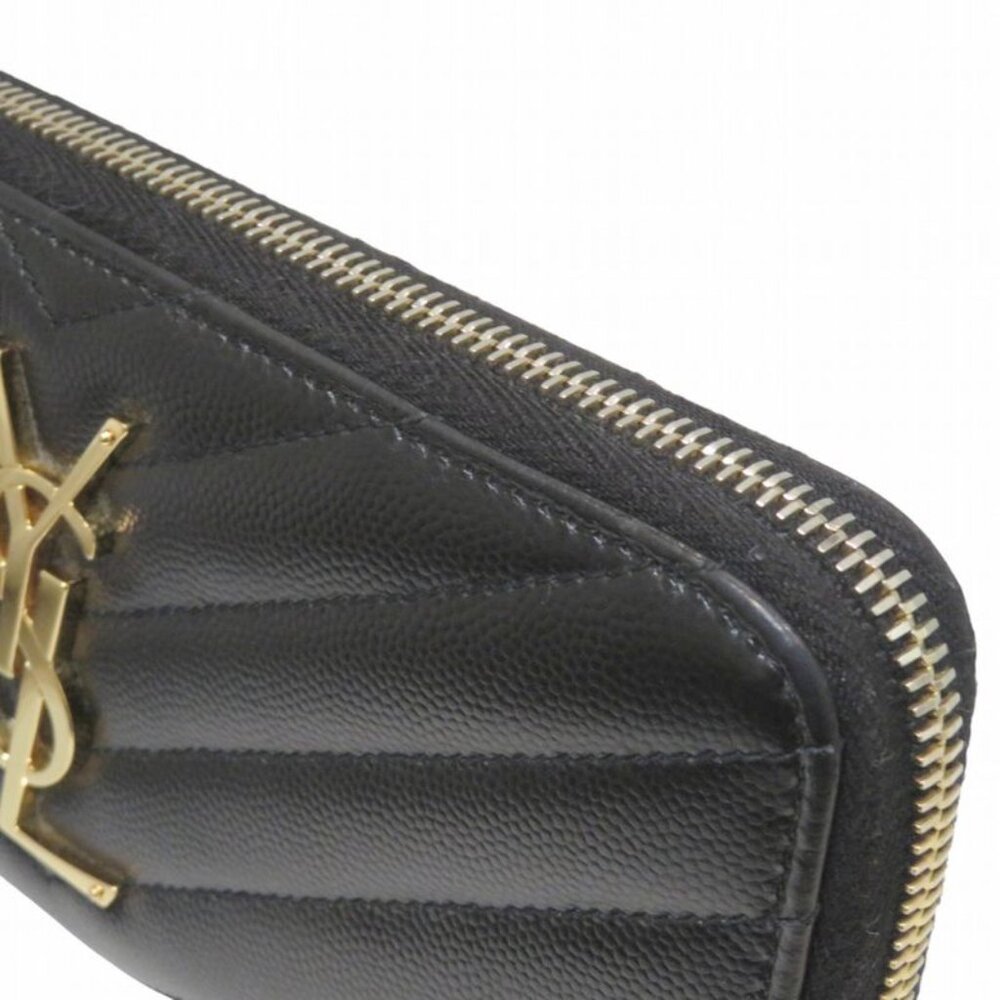 Saint Laurent Yves Stitch Zip Around Monogram YSL Wallet Leather - Picture 8 of 9